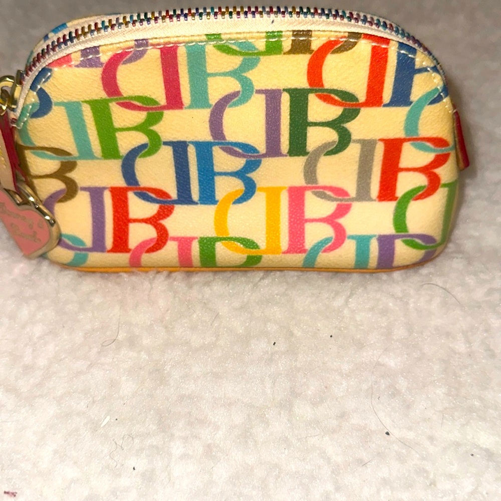 Dooney & Bourke Multicolor Logo Print Mini Pouch - Cream Rainbow